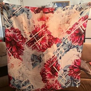 Stunning 53X53 100%Silk England Made Floral Scarf Or Cover Up By Teatum Jones